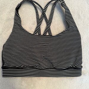 Lululemon Athletica Black and White Striped Sports Bra